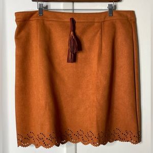 Shein Curve Fuax Suede Miniskirt with laser cut hem